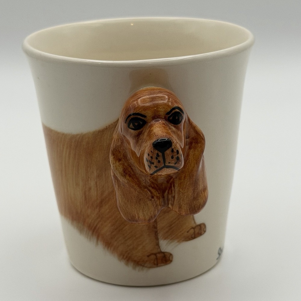 Handpainted Spaniel Dog 3D Ceramic Mug by Blue Witch Thailand Coffee Cup